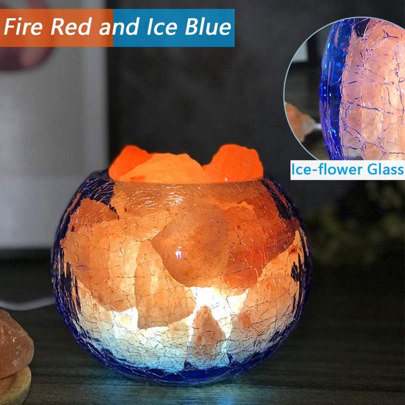 V.C.Formark USB Himalayan Salt Lamp, Salt Rock Lamp with Natural Salt Chunks Bring Visual Impact of Ice and Fire to you, Used for Desk, Bedroom, Living Room and Gift - Color Changing + Warm Light Mode - Image 2
